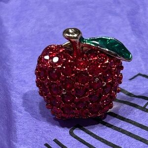Landau Red Crystal Apple Brooch Pin